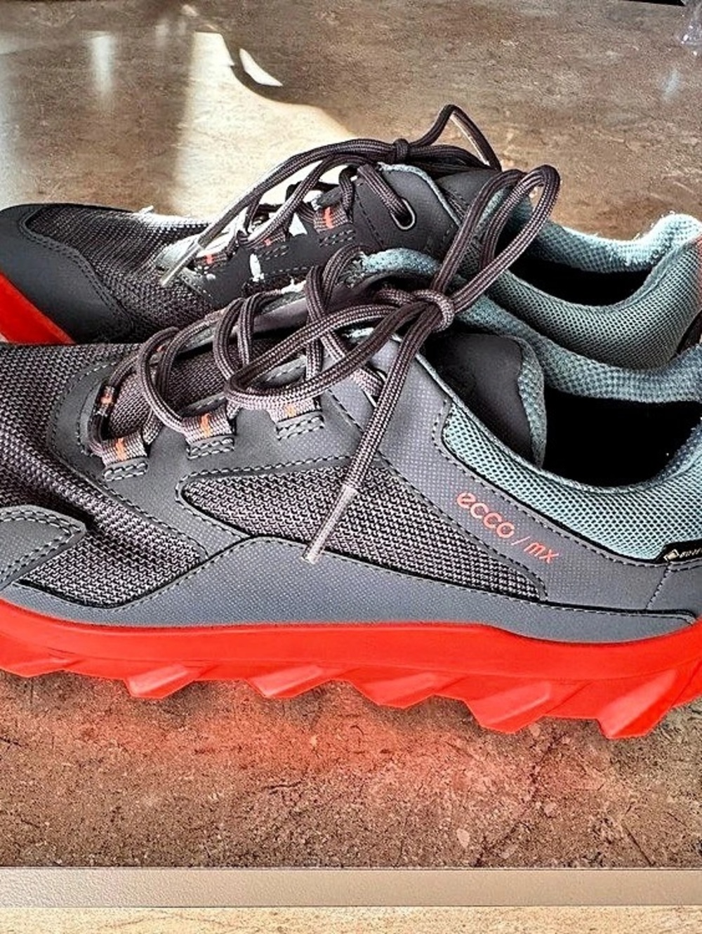 ECCO MX Gore-Tex Hiking Shoes Gray/Orange Womens US 8-8.5 Medium